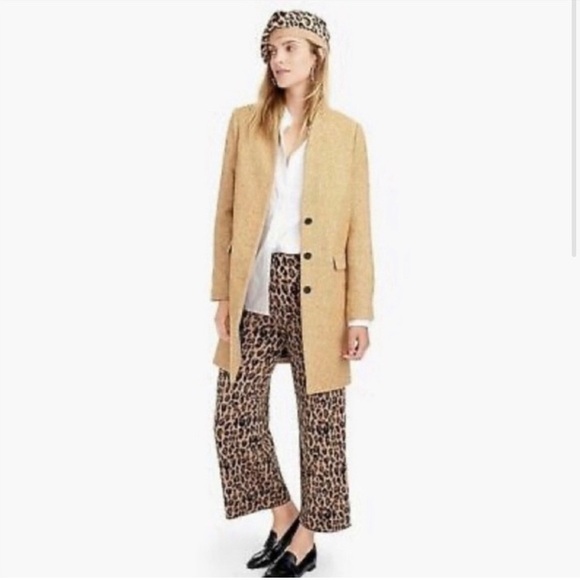 NWT J. Crew Oversized Topcoat, English Herringbone Wool, Camel, 12P Medium Large - Picture 6 of 7